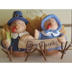 Lenox Give Thanks Pilgrim Turkey Couple Figurine Thanksgiving Home Collection